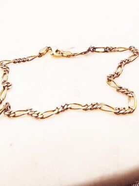 ITALY STERLING DIAMOND CUT FIGARO 3.17 MM CHAIN 10" L. ANKLE ANKLET BRACELET L